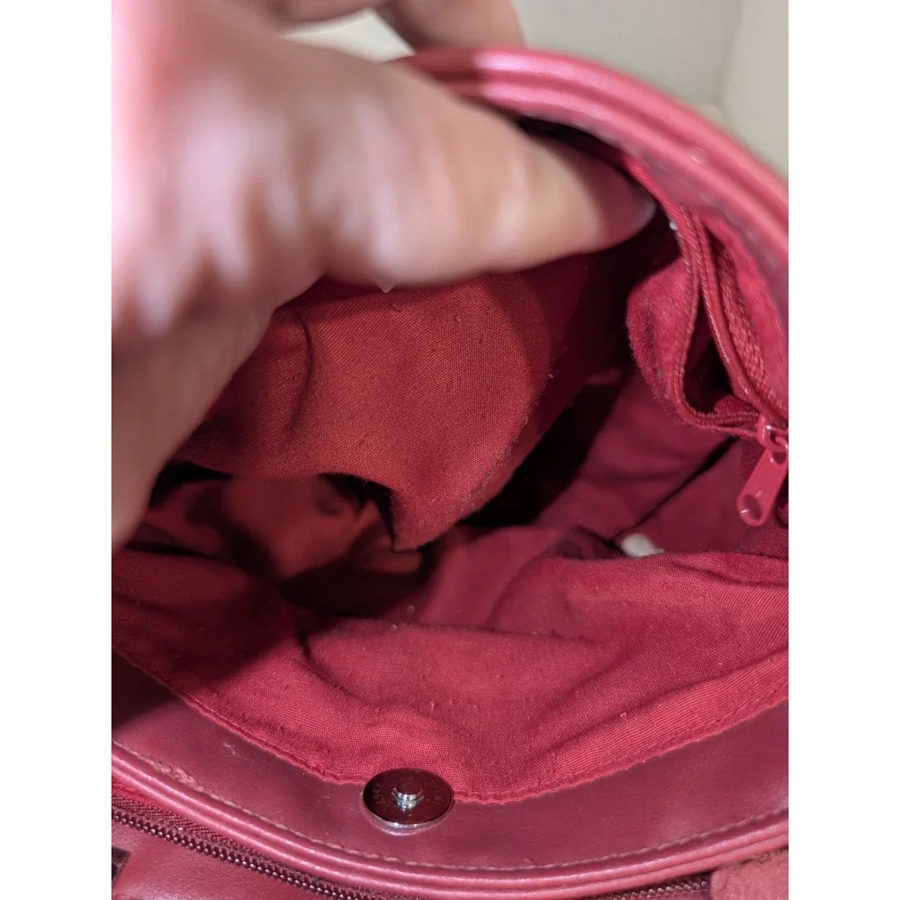 Jennifer Moore Red Leather Double Strap Shoulder‎ Bag